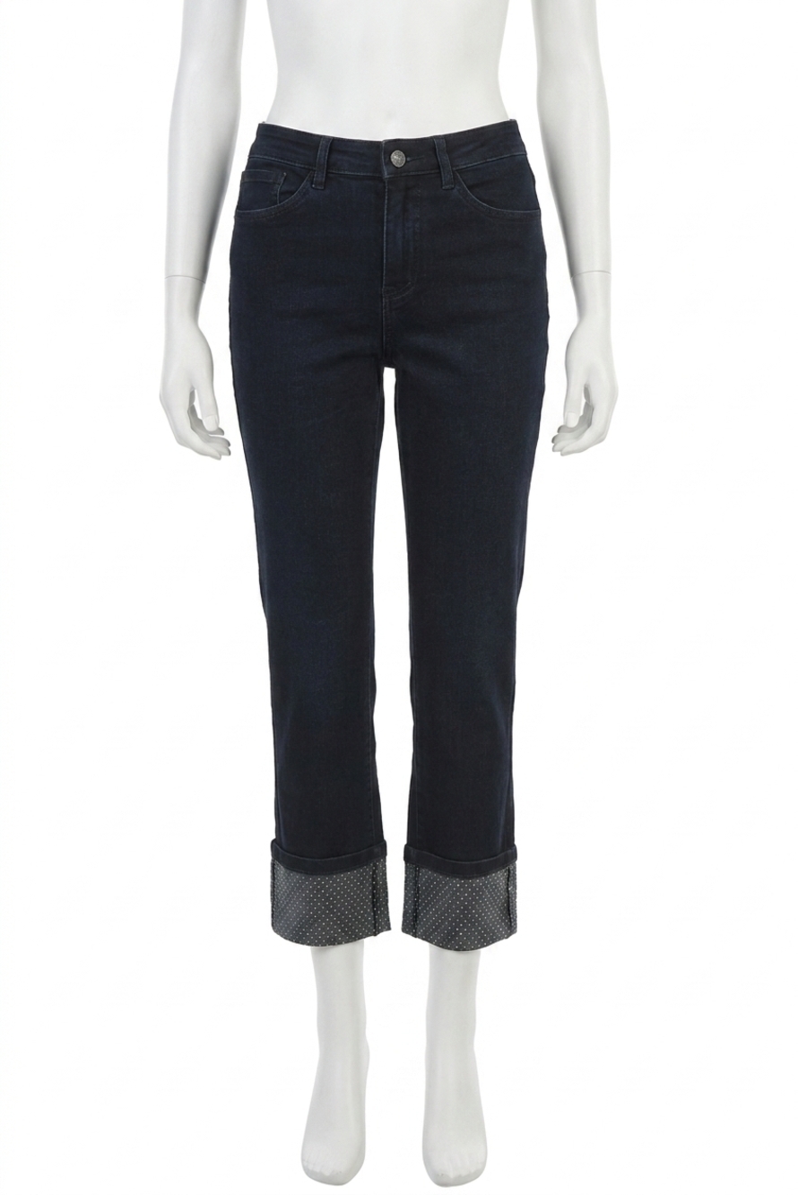 NEW JOSEPH RIBKOFF turned hem cropped jeans in ink